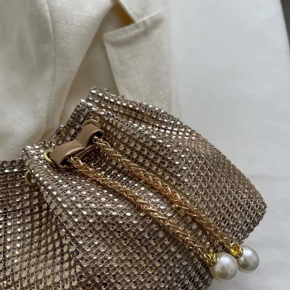 Moda Rhie Handbags Shiny Dia Bucket Wedding Party Shoulder Underarm Bag per le donne Shoppin241211_voghion.com