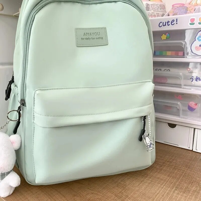 Waterproof Teenage Bookbag Nylon Rucksack Fashion Girl Backpack Women Shoulder Bag High School Schoolbag Black_voghion.com