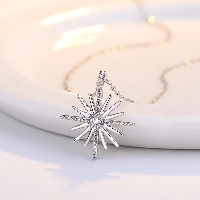 Temperamento fiocco di neve intarsiato diamante splendente ciondolo clavicola retrò semplice collana femminile all'ingrosso_voghion.com