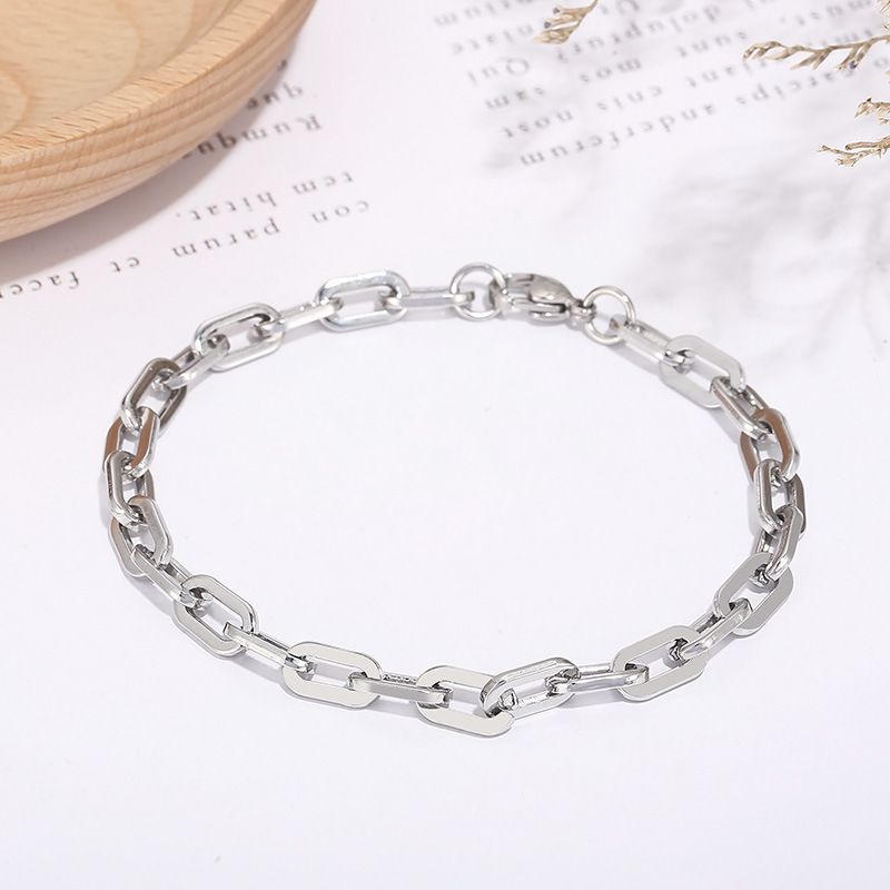 Braccialetto geometrico semplice, fatto a mano, con catena cava in acciaio al titanio da 7 mm di diametro, per uomo e donna._voghion.com