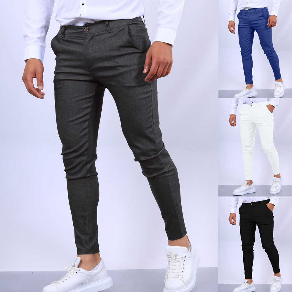Solid Color Business Slim Men's Pants Banquet Attendance Daily Office Versatile Pants Four Seasons Comfortable