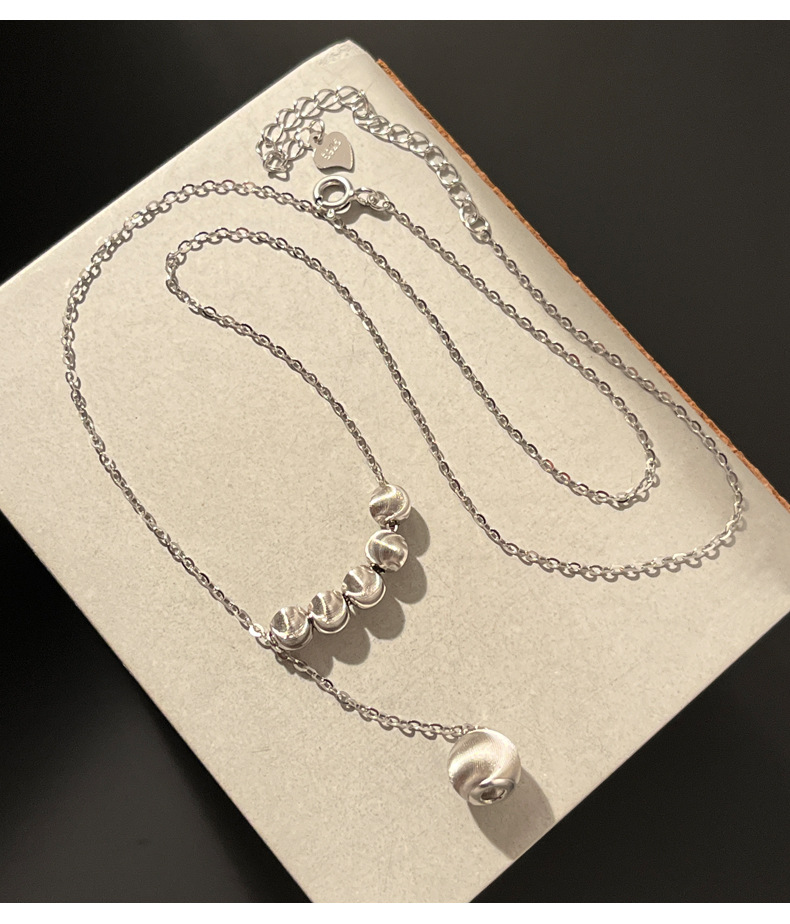 collana con perline rotonde a forma di occhio di gatto in argento sterling, donna, design di nicchia coreano, luce, lusso, moda, maglione a catena_voghion.com