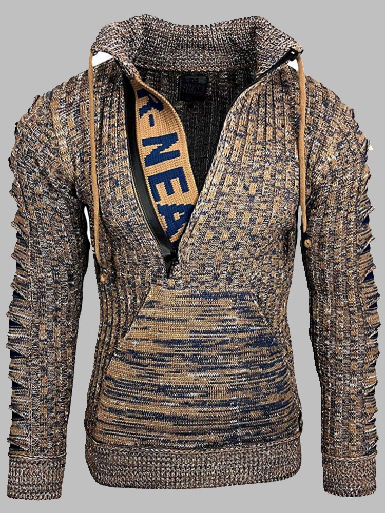 Maglione alla moda con collo alto e maglione largo da uomo, autunno e inverno_voghion.com