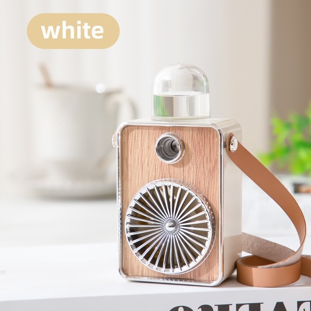 Ventilateur portable rechargeable vintage, refroidisseur électrique sans fil USB, mini humidificateur d'air de chargement de camping, circulateur à main_voghion.com