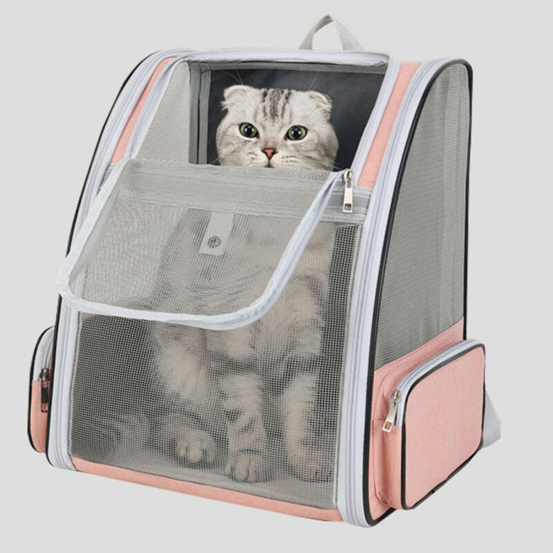 Gerade für den Einsatz, große Kapazität Haustiertasche, atmungsaktive tragbare Katzen-Outdoor-Tasche mit zwei Schultern_voghion.com