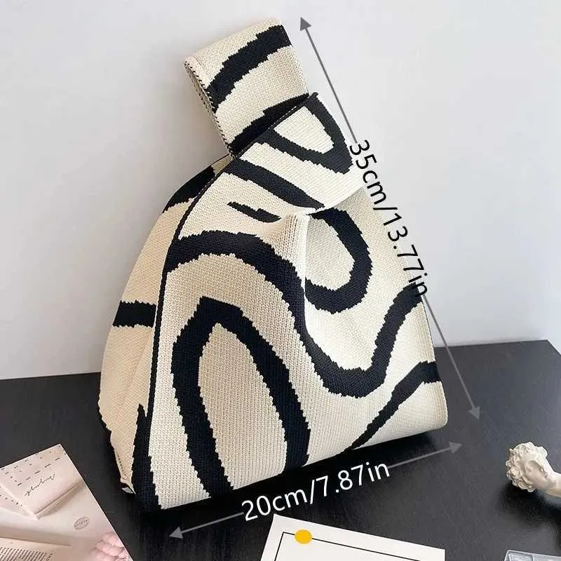 Autumn/Winter Warm Knot Japanese Handmade Knitted Portable Mini Bar Handbag Bucket Side Bag Y241106_voghion.com
