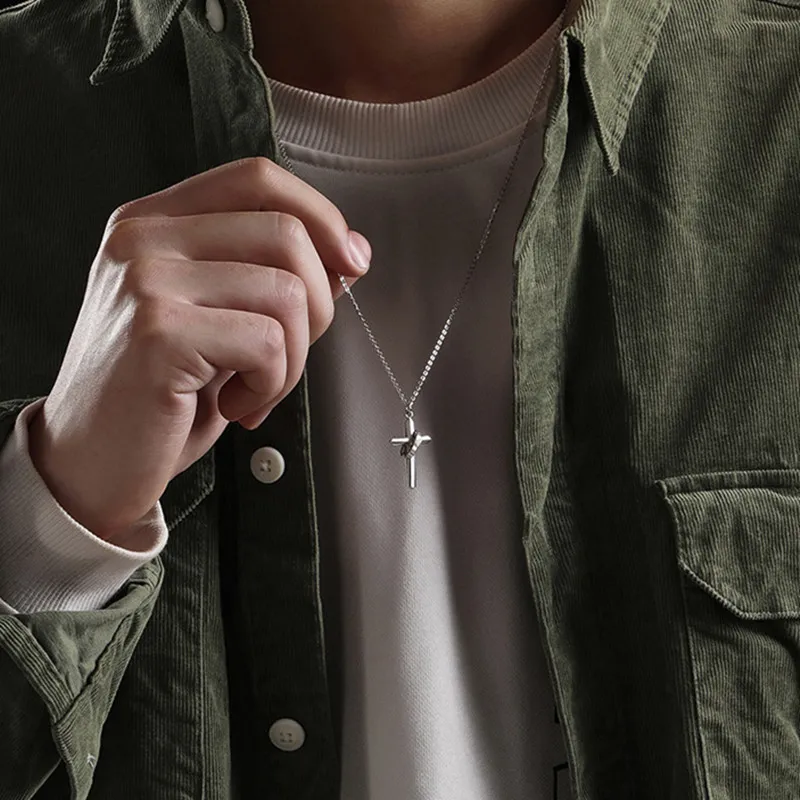 Pendant Necklaces Arrival The Power Of Faith Cross Necklace For Men Sier Color Copper Colar Masculino Drop_voghion.com