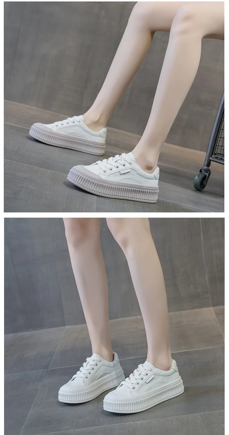 Sieviešu ikdienas galda apavi no īstas ādas, paaugstināta, bieza zole, nodilumizturīgs, neslīdošs cepums un elpojošs_voghion.com