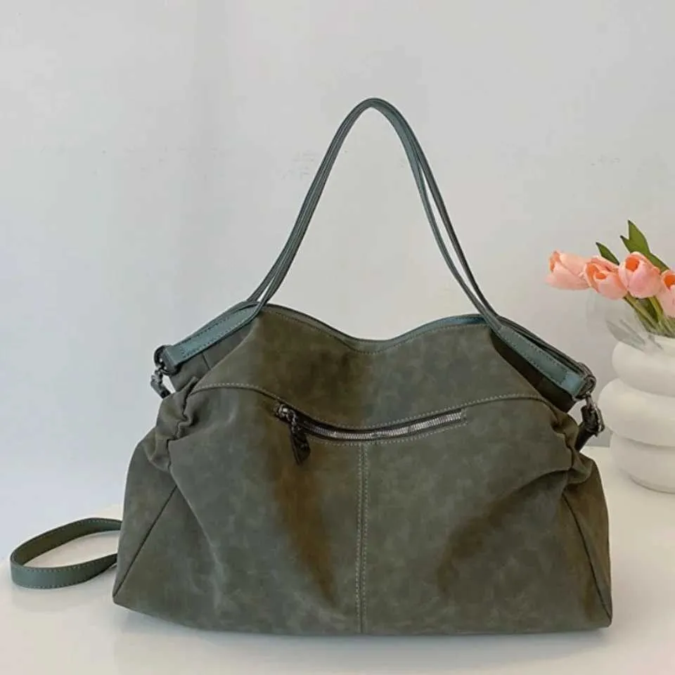 Borsa a tracolla vintage classica retrò alla moda in morbida pelle PU casual con tracolla singola, grande capacità_voghion.com