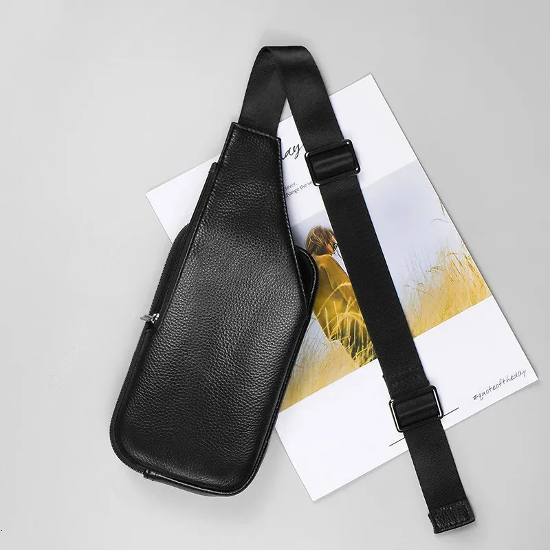 Small Läder Sg Crossbody Chest Lätt Daypack Slim Anti-Theft Cross Body Bag Over Shoulder Ryggsäck Pack Man_voghion.com