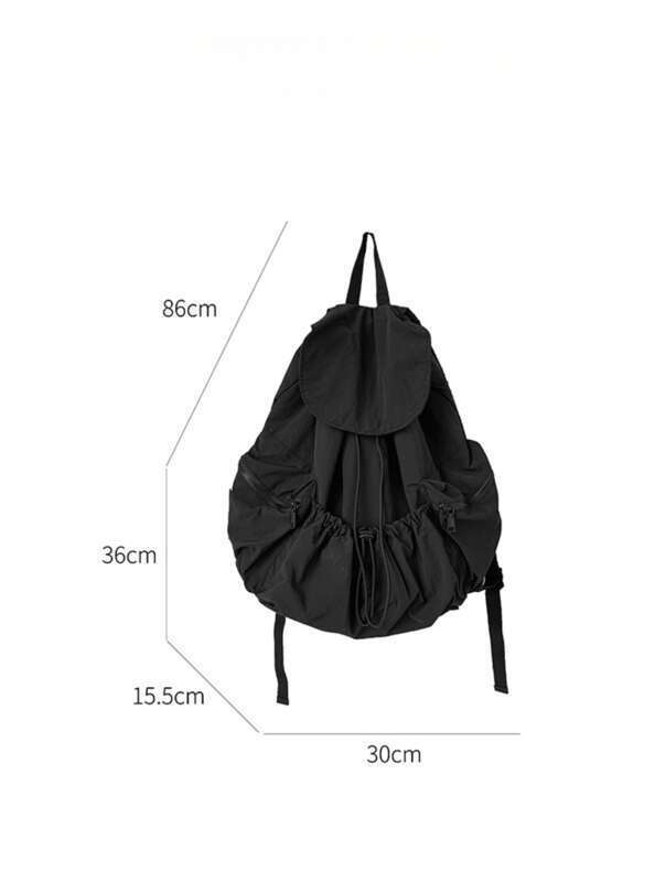 Nouveau sac à dos plissé en nylon avec cordon de serrage pour femme, tendance de niche, sac à dos à rabat de grande capacité pour étudiante, sac à bandoulière pour filles_voghion.com