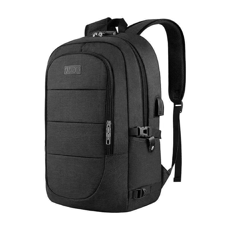 Laptop men business waterproof backpack bag with USB port and lock use for work study travelC241031_voghion.com