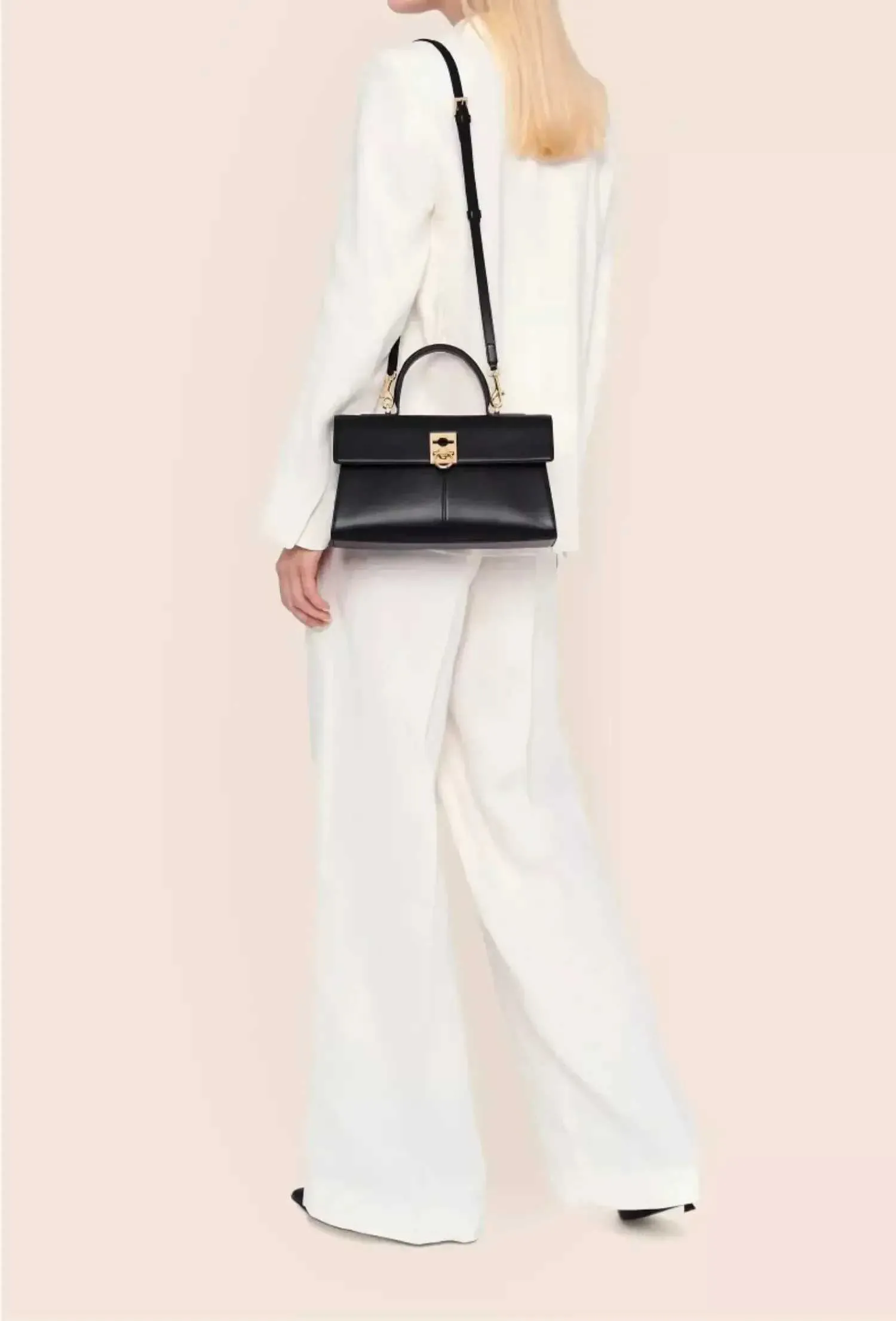 Stilvolle Umhängetasche für Damen, Designer-Umhängetasche mit Clamshell-Griff oben, Vollleder, mit Riegel, Umhängetasche, Ba241216_voghion.com