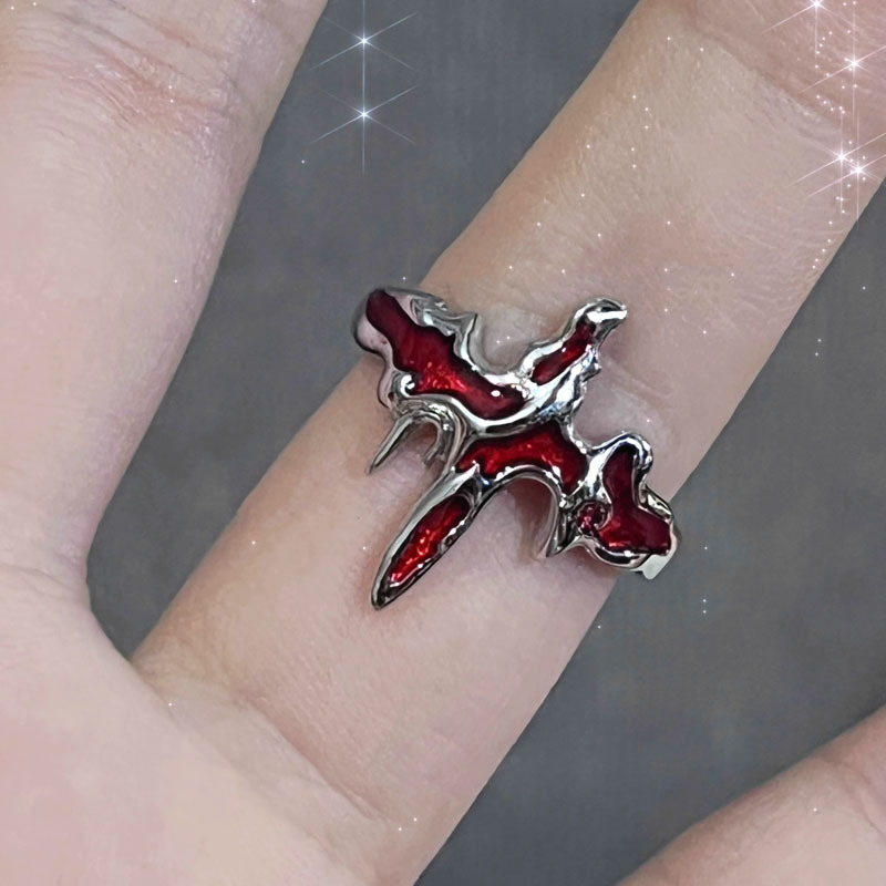 Punk Cross Butterfly Personalized Open Female Fashion Sweet Cool Spicy Girl Unisex Style Unique Food Ring_voghion.com