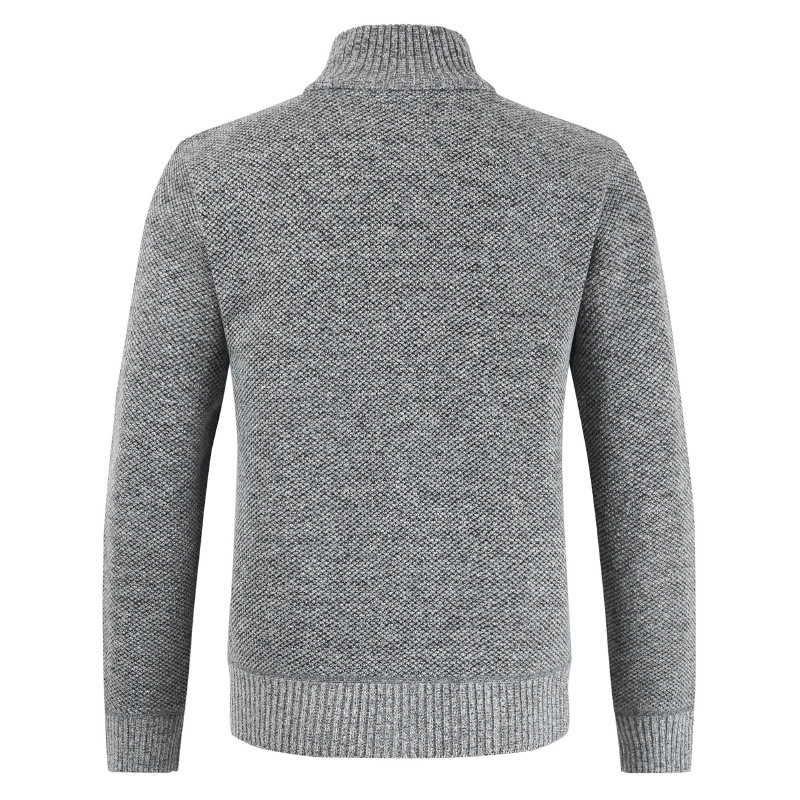 Herrenbekleidung Pullover Jugendmode Trend Reißverschluss Strickjacke Stehkragen Plaid Casual Pullover Jacke_voghion.com