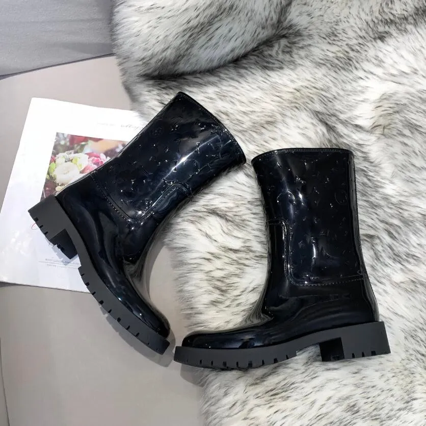 yeni Uzun Yağmur Botu Kadın Ayak Bileği Yağmur Botları Bayan Parlak Welgton Uzun Moda Diz Botları Hızlı Teslimat_voghion.com