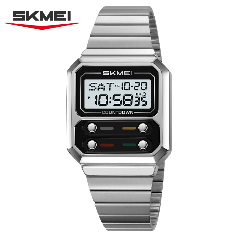 Montre numérique de luxe en acier inoxydable étanche pour homme_voghion.com
