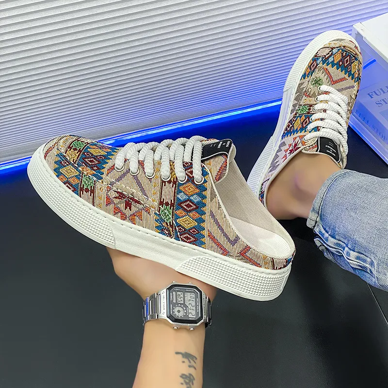 Men Casual Slip-on Fashion Comfort Flat Bottom Trendy Printing Canvas Versatile Designer Shoes Multi Color Free Shipping_voghion.com