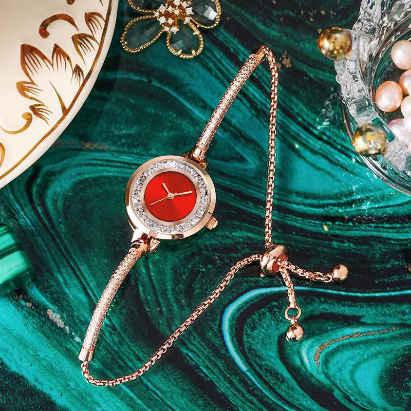 Women's Rhinestone Bracelet, Bracelet, Watch with Retractable Adjustment_voghion.com