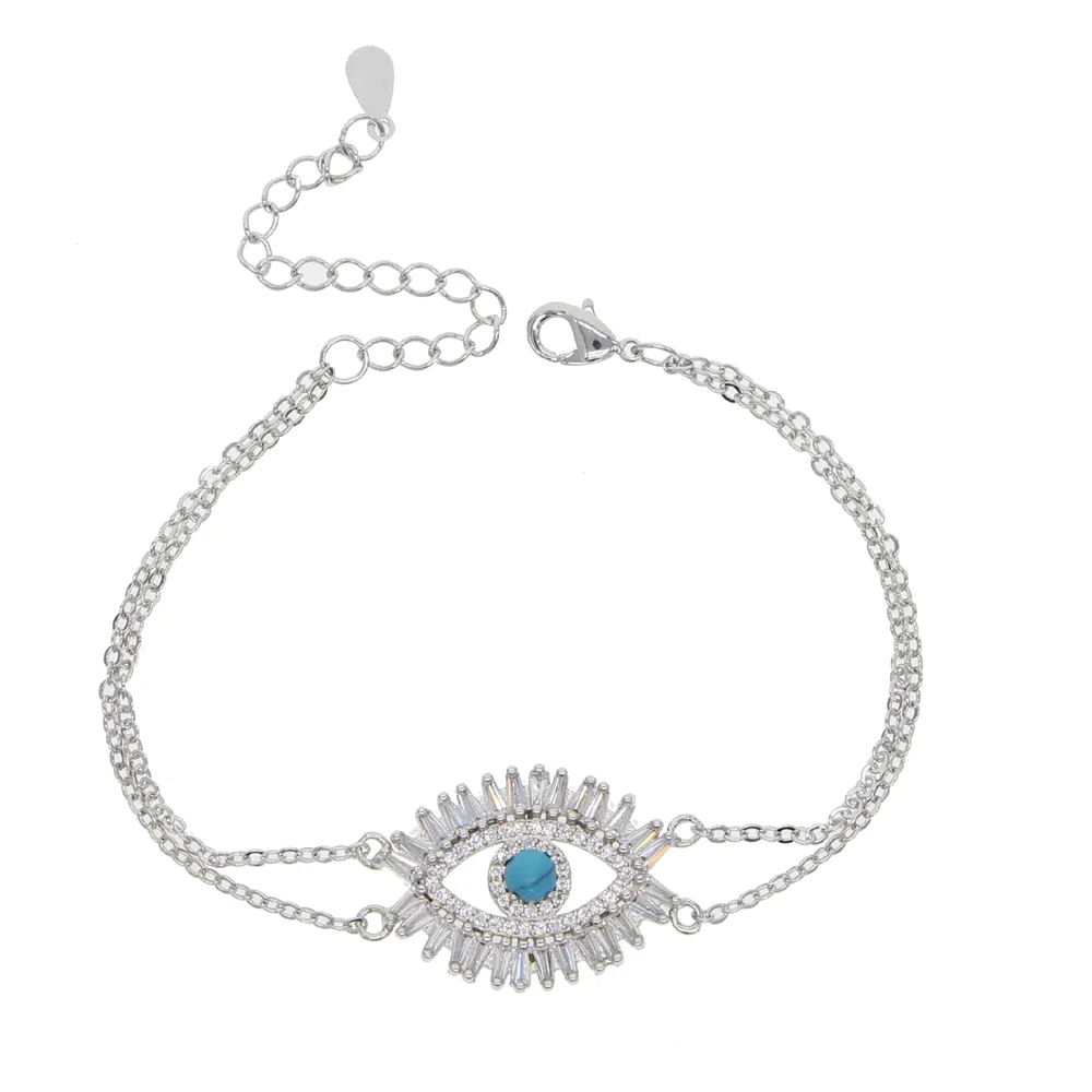 Trendy Gold Plated Turkish Necklace Lucky Girl Gift Baguette Cubic Zirconia Turquoise Geomstone Top Quality Evil Eye_voghion.com