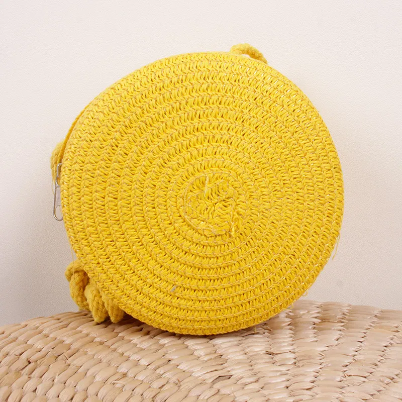 Sacs à bandoulière en paille tissée d'été pour femmes, sac à main rond en rotin fait à la main, petit sac de plage, de voyage, à bandoulière_voghion.com