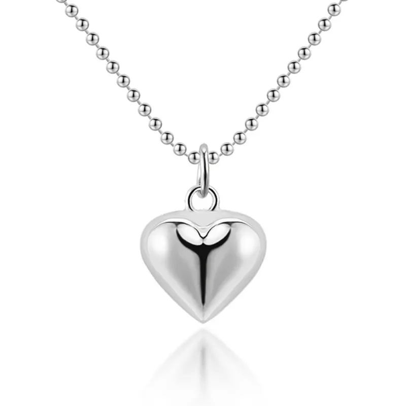 Heart Pendant Necklace With Love Heart Charm And Ball Chain_voghion.com