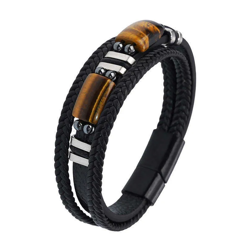 Schwarze geflochtene Armbänder mit 2 Tigeraugen. Armband für Vater, Sohn, Freund, Ehemann, Bruder, Enkel. „To My“ (Liebe dich für immer)_voghion.com