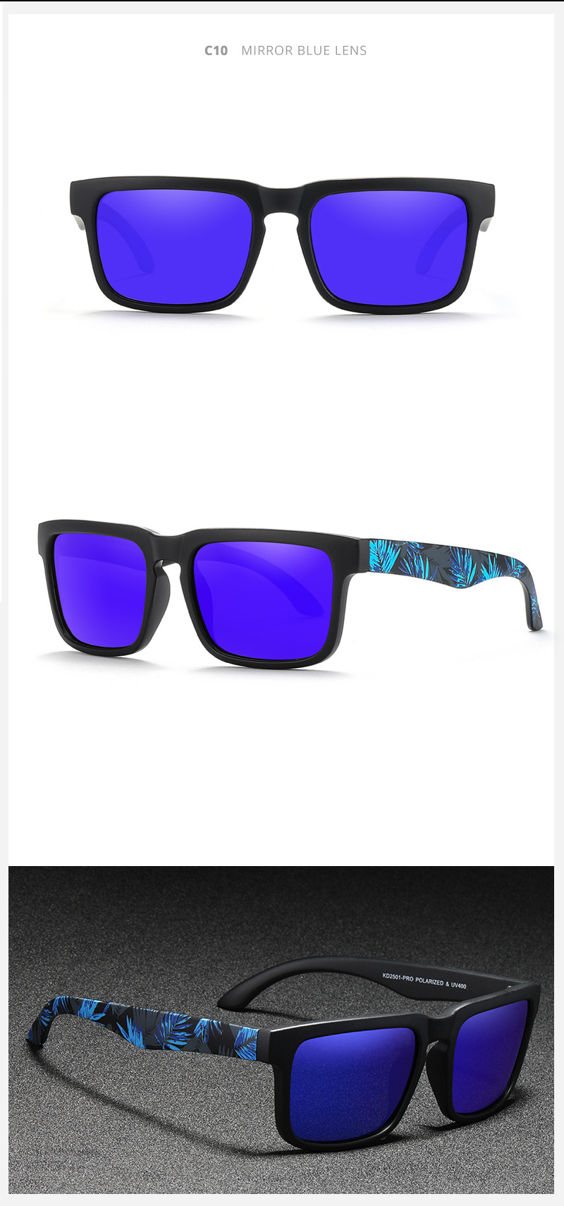 KDEAM Occhiali da sole polarizzati colorati con vera pellicola Occhiali da sole casual con scatola Occhiali alla moda colorati KD2501PRO_voghion.com