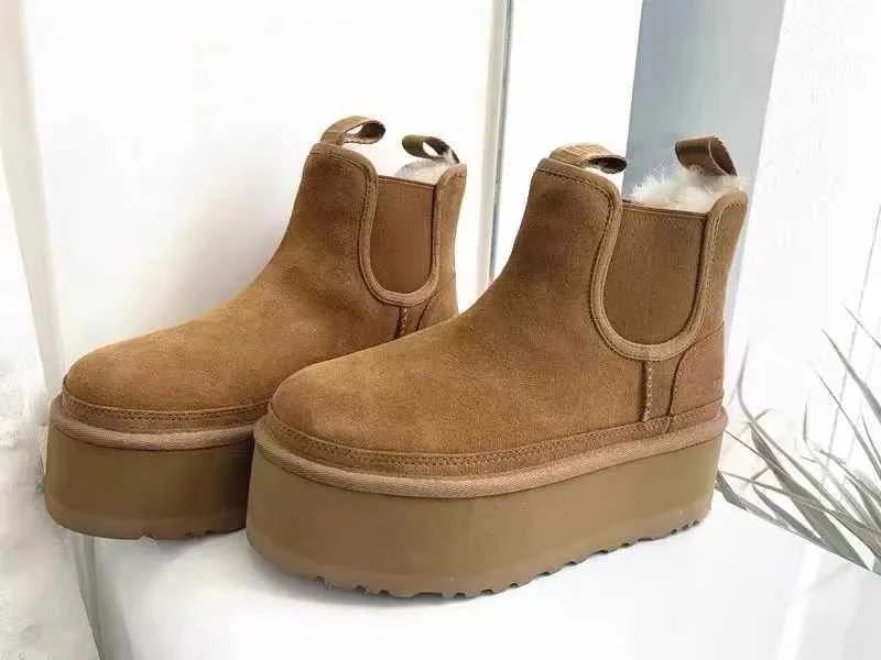 Chaussures plates en daim pour femmes, bottines de neige, plateforme, chaudes, décontractées, nouvelle mode 2025, bottes courtes épaisses en peluche pour femmes XW6.5_voghion.com