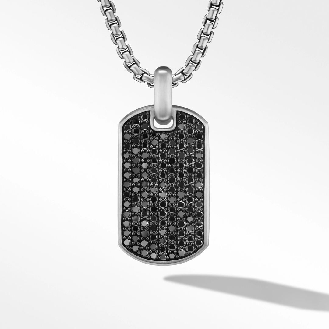 David XXX Yurman Sterling Silver Men's Talisman Set with Square Diamonds 18x34 for direct sale_voghion.com