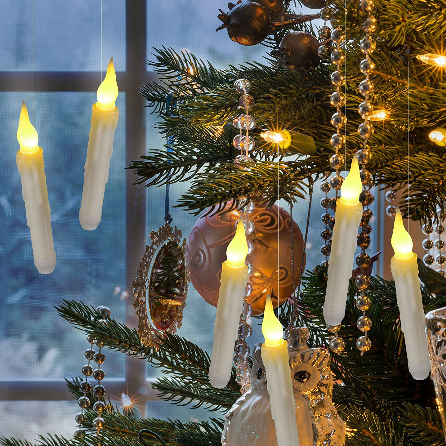 Set da 6 candele LED galleggianti con telecomando a corda, decorazione per feste di compleanno, matrimonio, Pasqua, candele LED_voghion.com