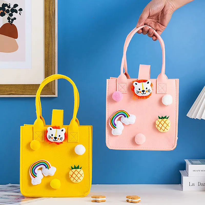 Large Felt Shopping Bags Multifunction Tote For Grocery Reusable Gift Bag With Handle Toy Sundries Storage Organizer_voghion.com
