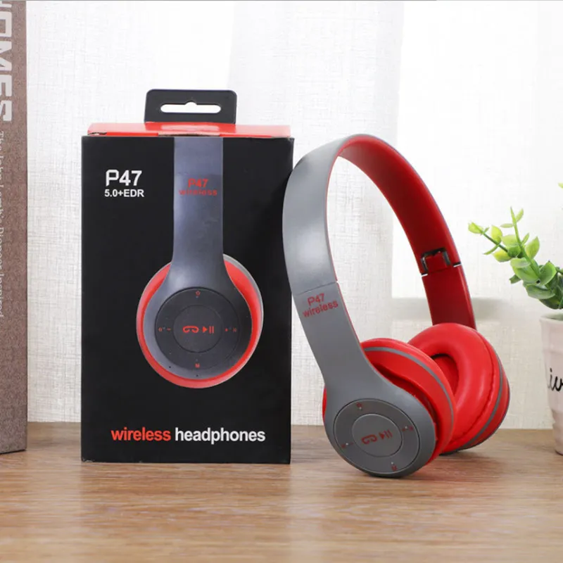 P47 Wireless Earphones Stereo 5.0 Bluetooth Headsets Foldable Gaming Earphone Bass Animation Showing Support TF FM Card_voghion.com
