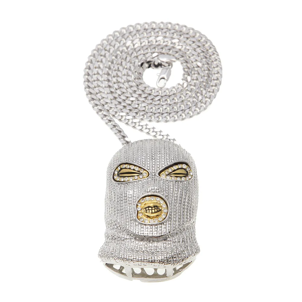 Balaclava Masken Halskette In Rotgold Mit Cuban Chain Kette_voghion.com