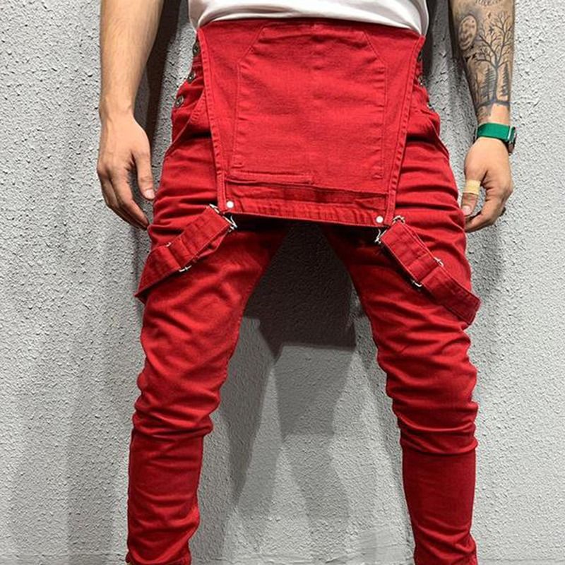 Jeans Denim Latzhose Latzhose Overalls Herren Jumpsuits Cargo Arbeitshose Übergröße Herren Casual Moto Biker Hose_voghion.com
