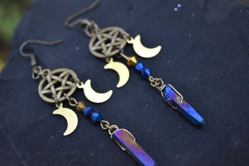 Earrings Moon Goddess Crystal Earrings_voghion.com