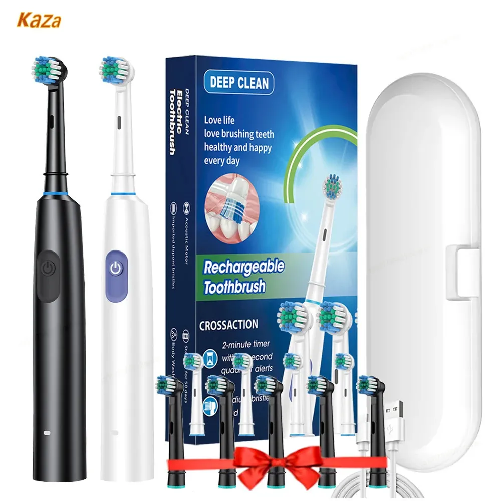 Electric Rotary Cleaning Teeth Waterproof Electronic Tooth Brush With Timer Rechargeable Toothbrush With 8 Head 250102_voghion.com
