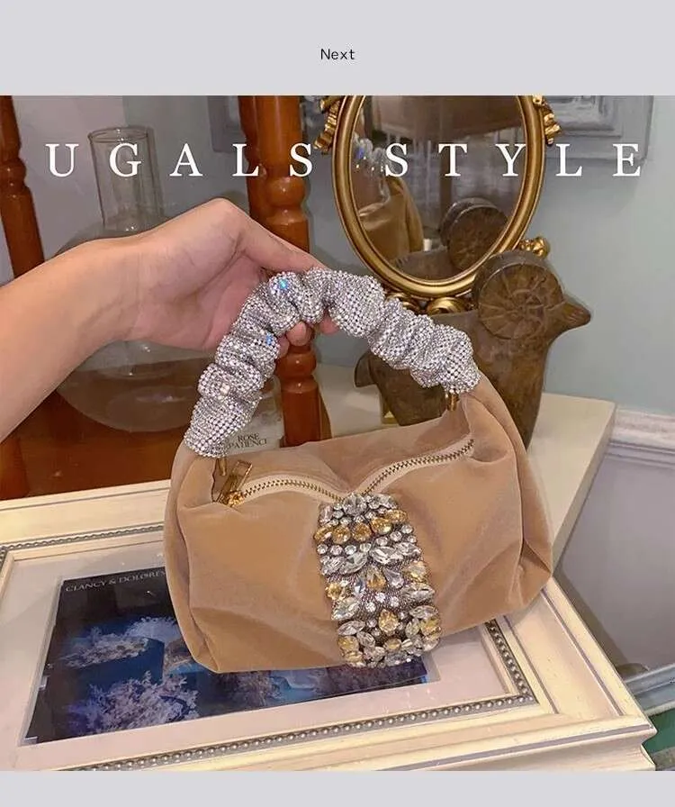 Borsa a mano da donna con glitter scintillanti Rhies Dia, da sera, alla moda, da sposa, da festa, pochette, borsa a tracolla_voghion.com