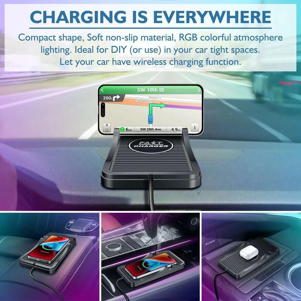 Chargeur de voiture sans fil, tapis de chargement rapide 15 W, 10 W, 7,5 W, adaptateur de charge rapide, support pour iPhone 14, 13, 12, 11, Samsung_voghion.com