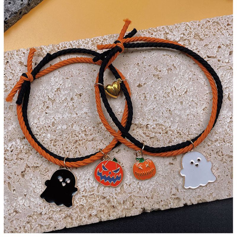 Heißer Verkauf Neue Halloween Armband Cartoon Kürbis Geist Mit Liebe Herz Magnetische Paar Set Hand Seil_voghion.com