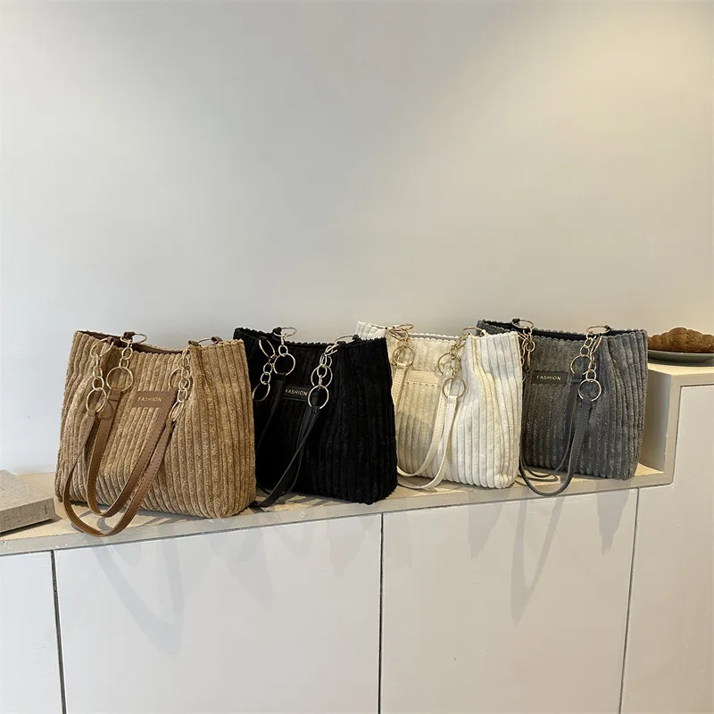 Borse a tracolla in velluto a coste per donna, 2023, nuove borse alla moda coreane, grandi, in tessuto di cotone, da donna, tote shopper_voghion.com