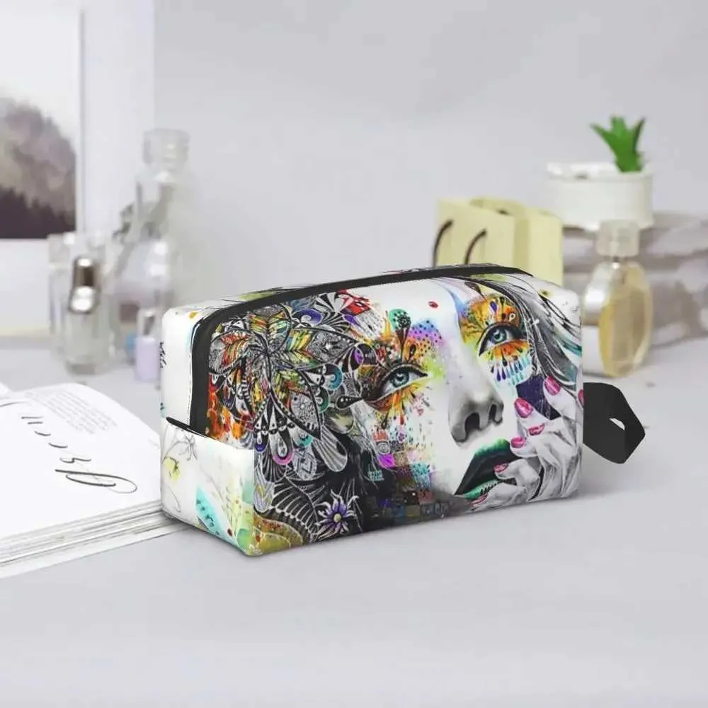 Trousse de toilette de voyage motif graffitis Banksy, princesse urbaine, trousse de toilette pour maquillage, trousse de toilette pour femme, Y241023_voghion.com