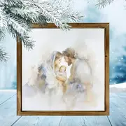 8x8" Ink Painting Wood Sign - Religious Wall Art For Home/Office, Unique Christmas & New Year Decor Gift_voghion.com