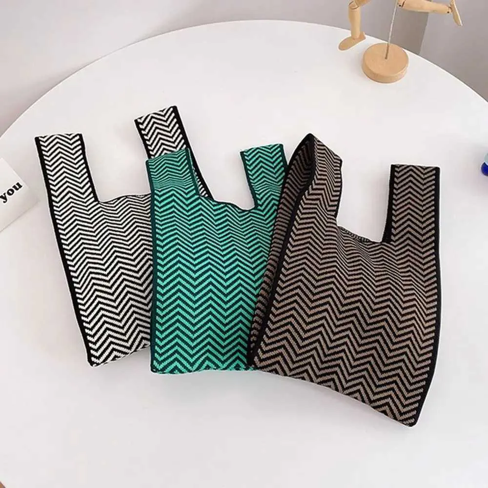 Gestrickte Damen Handtasche Bunte Nischentasche Für Den Einkauf_voghion.com