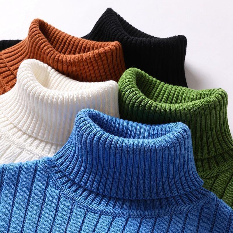 Men's Clothing sweaters long collar sweaters slim lapel junior high school integrated fleece sweaters for male students medium high collar