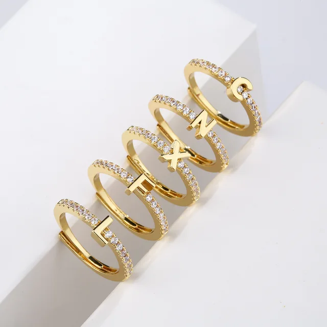 Moda Moda Iniziali Lettera Classico Semplice Apertura Anello Dito Per Le Donne Festa Gioielli Regalo All'ingrosso_voghion.com