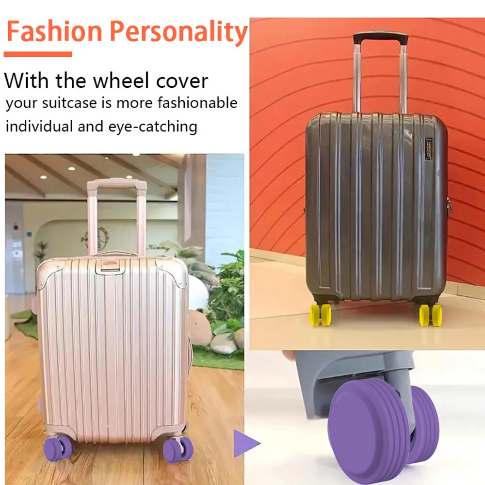 4/8Pcs Silicone Travel Lage Caster Shoes Silent Sound Suitcase Wheels Protection Trolley Box Casters Cover Accessories_voghion.com