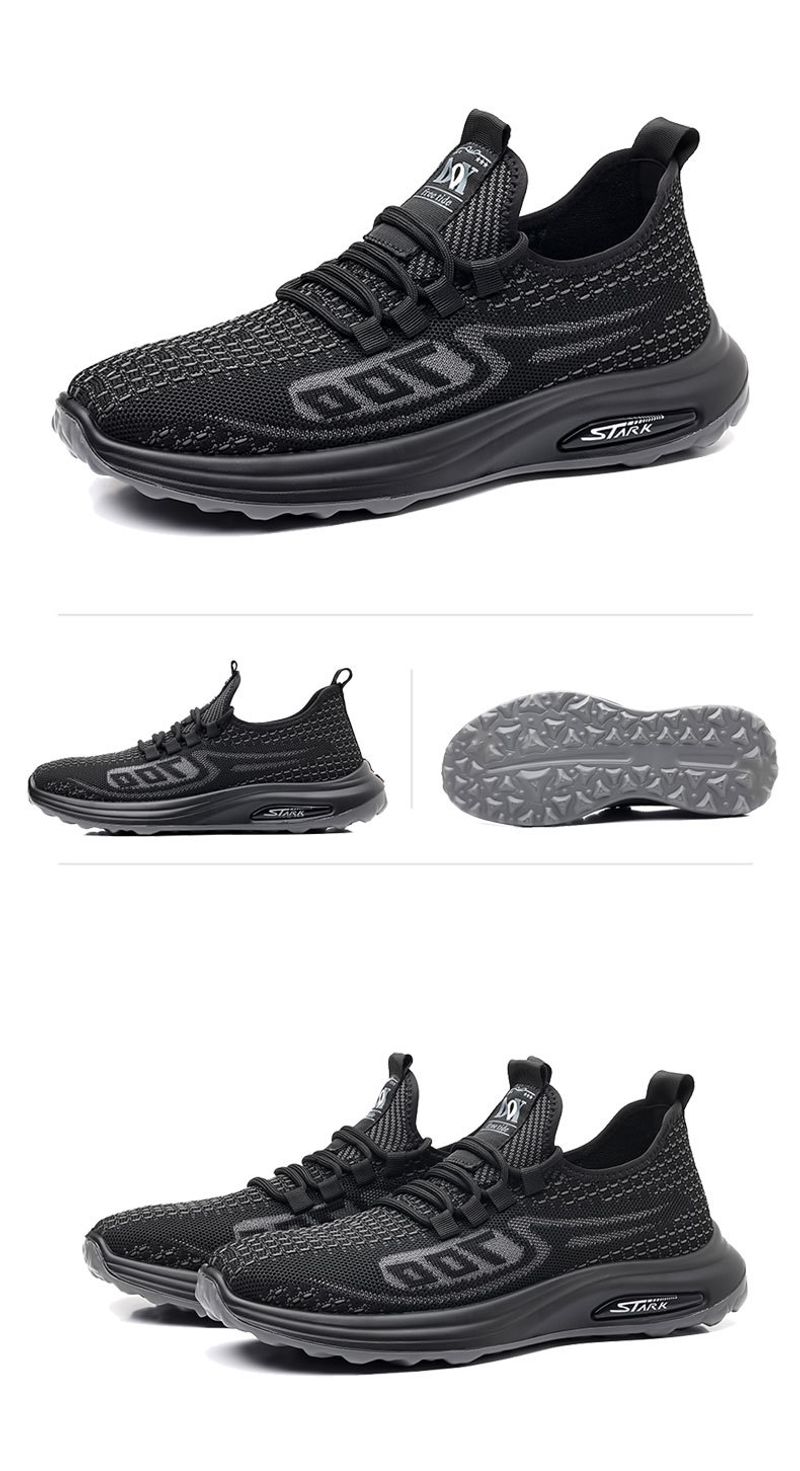 2024 Neue Sommer atmungsaktive Mesh Flyknit Laufschuhe mit weicher Sohle Trendy Sport Herren Freizeitschuhe_voghion.com