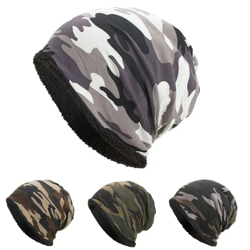 Baskenmützen Stilvolle Outdoor-Kappe Balaclava für Männer und Frauen Camouflage Baumwolle Plus Veet Hut Warm Herbst Winter Fahrrad_voghion.com
