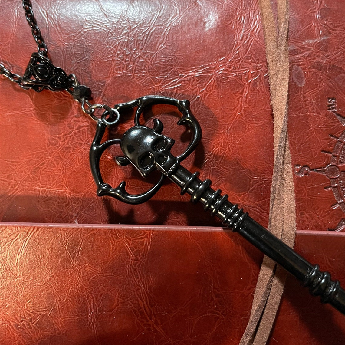 Necklaces Gothic black skull key necklace Mysterious necklace_voghion.com